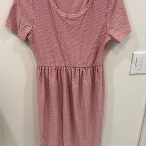 PinkBlush Pink Swiss Dot Short Sleeve Maternity Dress